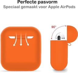 Hoesje - Geschikt voor Apple Airpods 2 - Siliconen Dun Met Clip - Case Cover - Silicone Hoes - Donker oranje — thumbnail 5