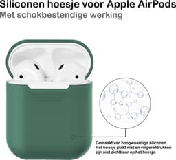 Hoesje - Geschikt voor Apple Airpods 2 - Siliconen Hoes met Clip - Silicone Case Cover - Midnight Green — thumbnail 3