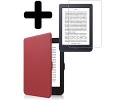 Hoes Geschikt voor Kobo Nia - E-reader Bescherm Hoesje Case Sleep Cover Met Screenprotector - Hoes Geschikt voor Kobo Nia Hoesje - Donkerrood