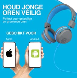 JLAB Jbuddies kinder Koptelefoon Draadloos – Koptelefoon kinderen geluidsdempend – Gehoorbescherming kinderen – Volumelimiet 84 dB – 24 uur batterijduur – Bluetooth - Grijs/Blauw — thumbnail 13