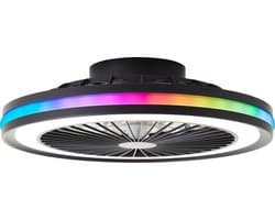 Brilliant Palmero - Plafondventilator - Plafondventilator - LED 40W - 3000K-6500K - Dimbaar - Zwart — afbeelding 1