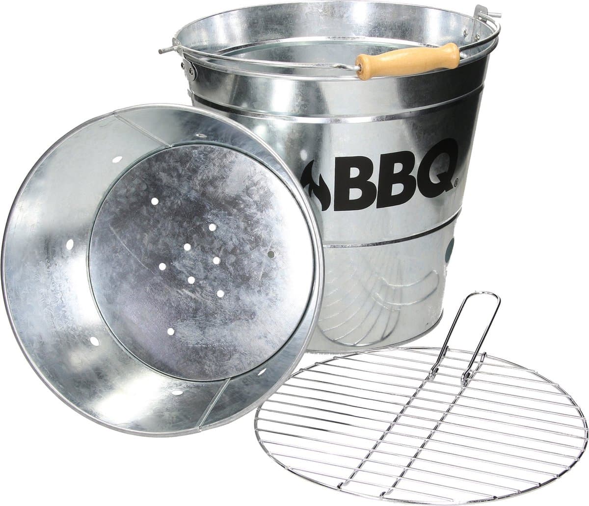 BBQ Emmer- Grillschaal met Grillrooster en Draaggreep Ø 25 cm — afbeelding 1