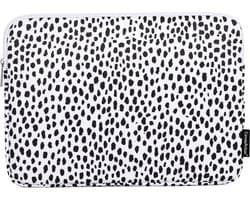 Laptophoes 13 Inch GV – Laptop Sleeve - Geschikt voor Macbook Air & Pro - Panterprint Wit
