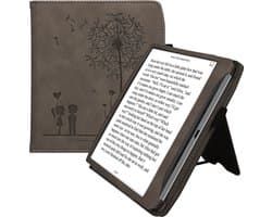 kwmobile e-reader hoesje geschikt voor Pocketbook Era / Era Color hoes - E reader flip case van kunstleer - Ereader cover met stand - Paardenbloemen Liefde design in grijs