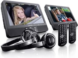 Lenco DVP-939 - 2x9" Portable DVD speler met USB,SD, ingebouwde batterij, 2x hoofdtelefoon en 2x bracket - Zwart — thumbnail 3