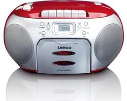 Lenco SCD-420RD - Draagbare radio CD speler met MP3 optie en koptelefoon - Rood