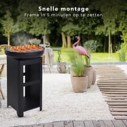 BBQ Grill met Opslag en Vuurkorf - Grillring - Plancha - Grote Grilschaal en Houtskool Grillplaat - Houtskoolbarbecue - Hoge BBQ — thumbnail 4