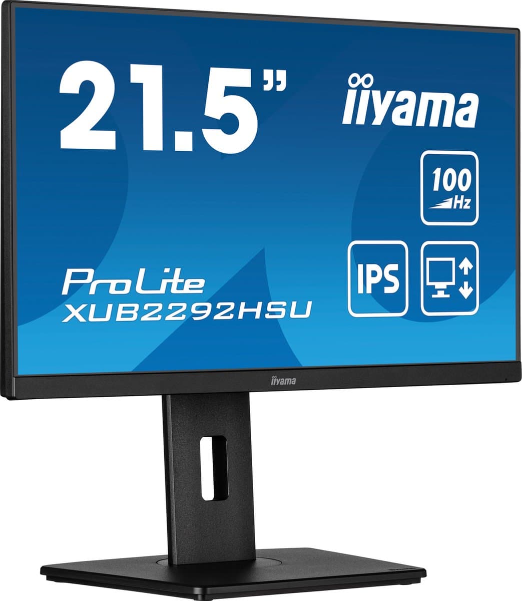 iiyama ProLite XUB2292HSU-B6 54,6 cm IPS-monitor met in hoogte verstelbare standaard en 100 Hz verversingssnelheid, zwart — afbeelding 1