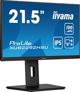 iiyama ProLite XUB2292HSU-B6 54,6 cm IPS-monitor met in hoogte verstelbare standaard en 100 Hz verversingssnelheid, zwart — thumbnail 1