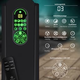 KESSER® Statiefventilator Frosty met Water Ultrasone Verneveling Koeling - Staande Ventilator inclusief Afstandsbediening en Timerfunctie - Zwart — thumbnail 4