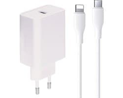 30W USB C Power Adapter met Rubberen USB C naar 8-PIN Kabel - Snellader - Oplader - Geschikt voor iPhone, iPad met Lightning Poort
