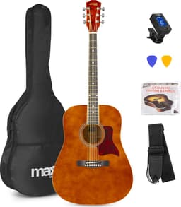 Akoestische gitaar voor beginners - MAX SoloJam Western gitaar 4/4 - incl. gitaar stemapparaat, gitaartas en 2x plectrum - Bruin (hout) — thumbnail 1