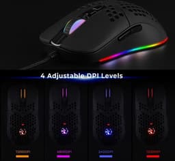 TOJ Optische Game / Gaming Muis - Bedraad 1.8 Meter - RGB Verlichting - 7200DPI - Zwart - USB-C — thumbnail 3