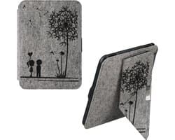 kwmobile vilten case voor e-reader - geschikt voor Tolino Vision 1 / 2 / 3 / 4 HD - Magnetische sluiting - Paardenbloemen Liefde design