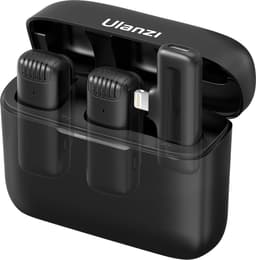 Ulanzi J12 Draadloze smartphone microfoon - Apple Lightning - 2 stuks - Lavalier met oplaadbox - Voor o.a. iPhone 14, 13, 12, 11 - Microfoon voor telefoon / tablet - Plug & Play - Zwart — thumbnail 1