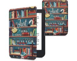 kwmobile e-reader hoesje geschikt voor Kobo Clara 2E hoes - E reader flip case met magnetische sluiting - Ereader cover - bibliotheek design in meerkleurig