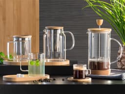 Secret de Gourmet French press cafetiere - glas/bamboe - 1 liter — thumbnail 2
