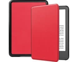 Case2go - E-reader Hoes geschikt voor Amazon Kindle 11 (2022) - 6 Inch - Tri-fold Cover - Auto/Wake functie - Rood
