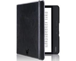 Hoes geschikt voor Kobo Libra H20 H2O - Book Case Premium Sleep Cover Kunstleer Hoesje met Auto/Wake Functie - Zwart