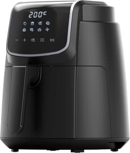 Digitale Airfryer - PFAS vrij - Groot 4 Liter - Heteluchtfriteuse - Zwart - Digital screen - 8 Voorinstellingen - Inclusief in hoogte verstelbaar Grillrack - 1500W - 35-200°C - voor Bakken, braden, grillen, ontdooien, schudalarm — thumbnail 1