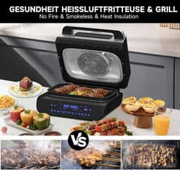 Homelux luxe airfryer - 2-in-1 Grill & Hetelucht Friteuse - Smart - 5.9 LITER - temperatuursensor 60 minuten timer - 12 voorgeprogrammeerde programma's — thumbnail 7