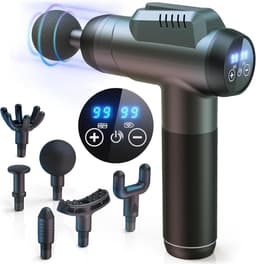 Massagepistool voor diepe weefselmassage - 99 snelheden - Krachtige percussiemassage met LCD-touchscreen - Handmassageapparaat met 6 massagekoppen voor spierpijn en ontspanning — thumbnail 1