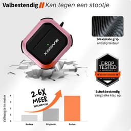 Schokbestendig Hoesje - Geschikt voor Apple AirPods 4 - Hardcase Met Sleutelhanger - Zwart & Roze — thumbnail 4
