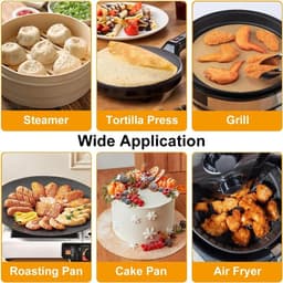 100 Sheets Round 22cm Non-Stick Baking Paper for Airfryer, Hot Air Fryer, Burger, Parchment Paper for Pans Oven Grill Steam — thumbnail 4