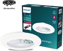 Philips Amigo Ventilator - Energiezuinige LED verlichting - Plafondlamp - Instelbare kleurtemperatuur - 48,5 cm diameter -Afstandsbediening - Wit met glinstereffect — thumbnail 1