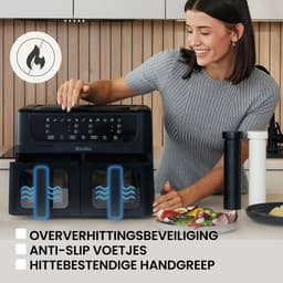 Zeegma Knapper Dual - Airfryer - 9L - 1700 W - 12 frituurprogramma's - Vetvrij Koken - Tefloncoating — thumbnail 4