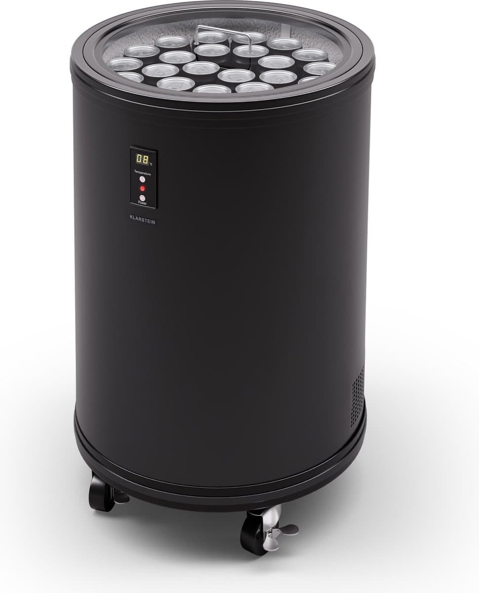 Klarstein Wijnkoeler Mr Barbot mini-koelkast met led-display, stille roestvrij staal koelkast, indoor/outdoor drankenkoelkast, wijnkoelkast voor dranken, 30L koelkast met 360° zicht, 0-16°C - 43 cm - voor Bar - Temperatuurregeling — afbeelding 1