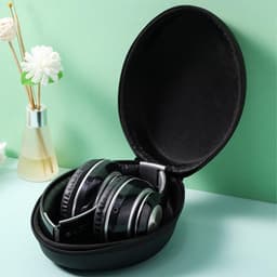 Harde Opbergtas voor On-Ear Hoofdtelefoon met Kabels Opgbergvak - Zwart — thumbnail 3