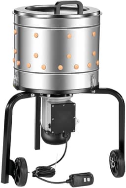 Plukmachine voor Gevogelte - Elektrische Kippenplukker - 400 mm Trommel - 500 W Motor - 114 Zachte Plukvingers - RVS - Transportwielen - Capaciteit 1-2 Kippen — thumbnail 4