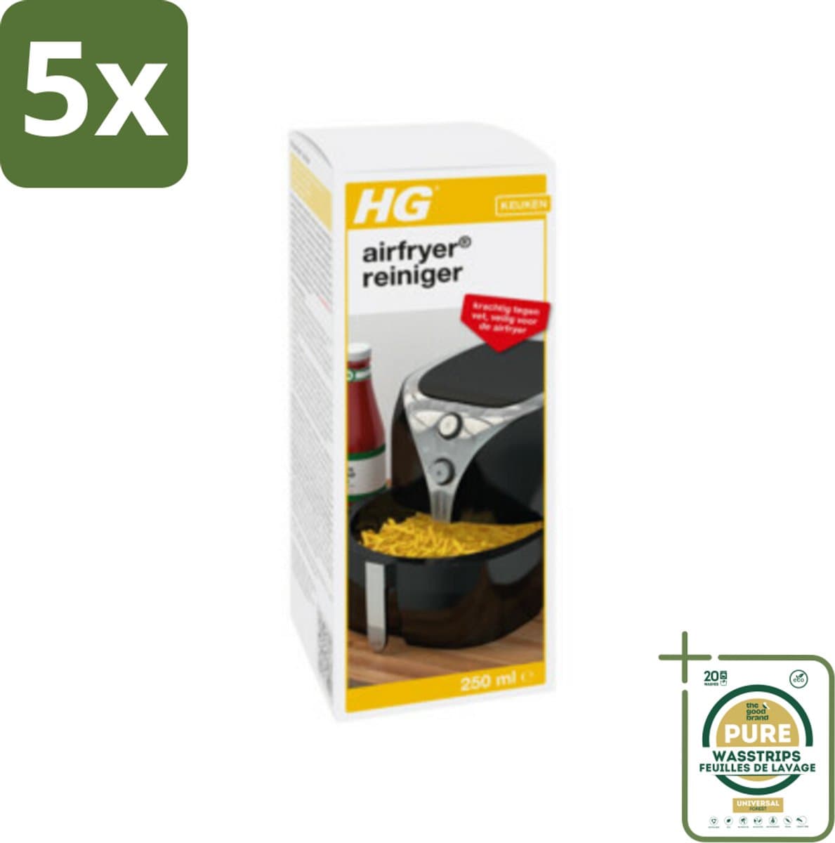 5 x HG Airfryer Reiniger 250 ml - Grootverpakking - Airfryer Reiniger - Vetresten Verwijderen - Reinigen Airfryer - Hardnekkige Aanslag - Vaatwasser — afbeelding 1