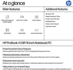 HP ProBook 4 G1iR Intel Core 5 120U Laptop 40,6 cm (16") WUXGA 16 GB DDR5-SDRAM 512 GB SSD Wi-Fi 6E (802.11ax) Windows 11 Pro Zilver — thumbnail 3