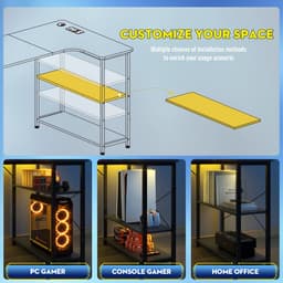 COMHOMA - Schrijftafel met Plank - Hoekbureau met USB en Stopcontact - 120 cm — thumbnail 5