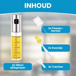 Olijfolie Sprayer - Inclusief Trechters & Reinigingsborstels - Navulbaar - Olie Sprayer - Voor Airfryer, Pan & BBQ - Set van 2 — thumbnail 4