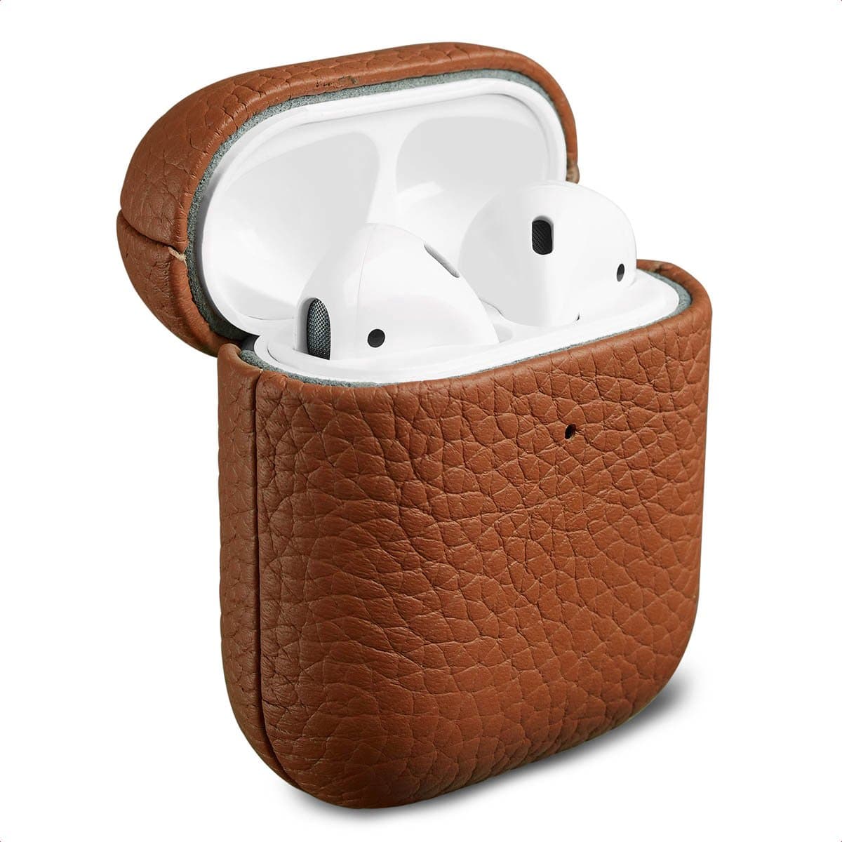 Accezz Echt Leren Case - Hoesje geschikt voor AirPods 1 / 2 - Cognac — afbeelding 1