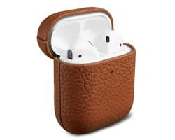 Accezz Echt Leren Case - Hoesje geschikt voor AirPods 1 / 2 - Cognac