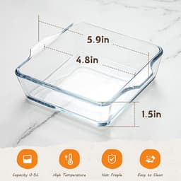 Set van 2 Glazen Ovenschalen Vierkant Klein 13x13 cm met Handvat - Geschikt voor Airfryer en Magnetron — thumbnail 4