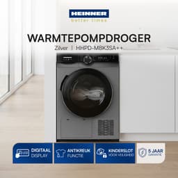 Heinner Warmtepompdroger - 8 KG - 14 Programma's - Antikreukfunctie - LED display - Trommelverlichting - Antraciet — thumbnail 5