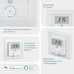 Wandthermostaat met Luchtvochtigheidssensor en Draadloze Temperatuursensor - Slimme Radiatorthermostaten en Vloerverwarmingsregeling, Geschikt voor Alexa — thumbnail 3