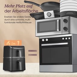 Turbo Tower Heteluchtfriteuse met 2 Kamers - 10,8 Liter Double Stack Airfryer voor Efficiënt Koken — thumbnail 4