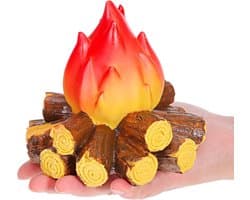 Mini LED-kampeerlamp - Realistische tafellamp met vlammeneffect voor Kerstmis, Halloween, kamperen - Draagbare decoratie op batterijen (11,5 x 11,5 x 11,5 x 11 cm)