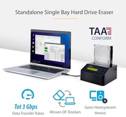 Standalone HDD/SSD Eraser met USB 3.0 - 9 Veiliginspanningsmodi en LCD-display — thumbnail 3