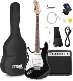 Linkshandige gitaar - MAX GigKit - 4/4 - Elektrische gitaar voor linkshandigen - Starterset - Zwart — thumbnail 1
