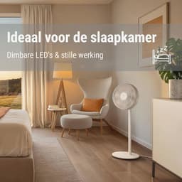 Staande ventilator met afstandsbediening, zwenkfunctie, 8 snelheden en timer, stil en energiezuinig, wit — thumbnail 3