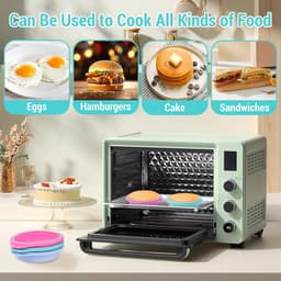 6 stuks eierpannen voor heteluchtfriteuse, bakvorm, siliconen, rond, eiervorm, voor ontbijt, sandwiches, cupcakes, roze, blauw, groen — thumbnail 3