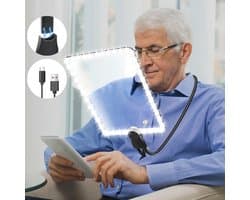 Oplaadbaar Vergrootglas met Licht - 5X Handsfree Vergrootglas voor Senioren met Flexibele Zwanenhals en Ultraheldere Lens