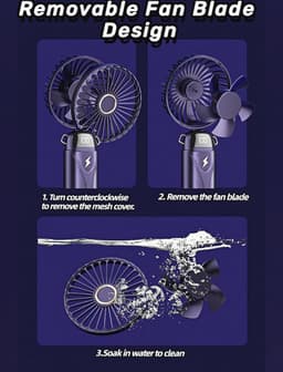 Draagbare Handventilator met LED-Display - 3-in-1 Persoonlijke Ventilator met 90° Opvouwbaar Ontwerp en 5 Snelheden — thumbnail 5